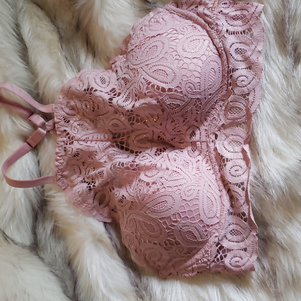 Pink Victoria secrets glittery Light pink push up bralette size medium
